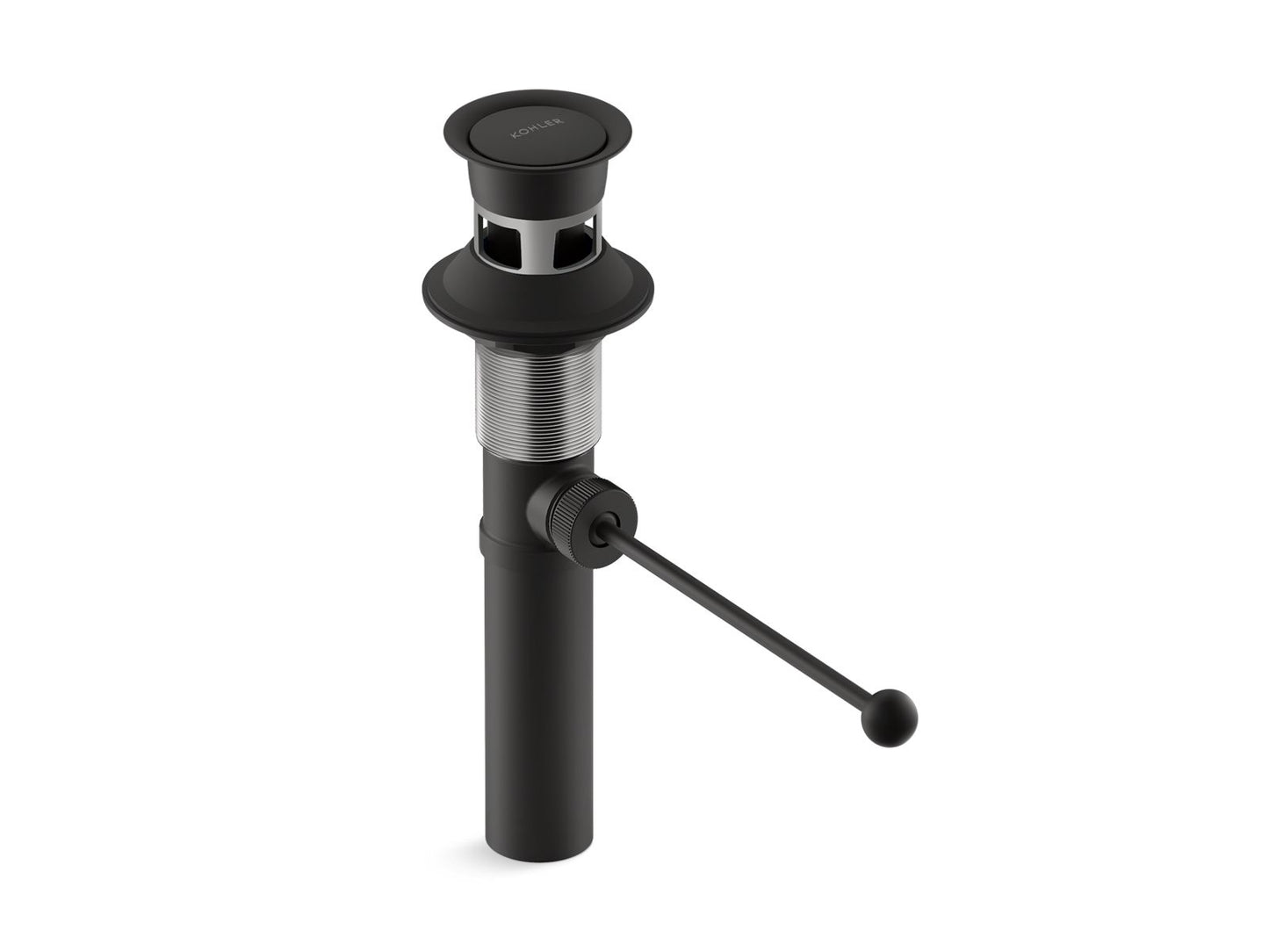 KOHLER K-7114-A-BL Premier pop-up drain, exposed, with overflow - Matte Black