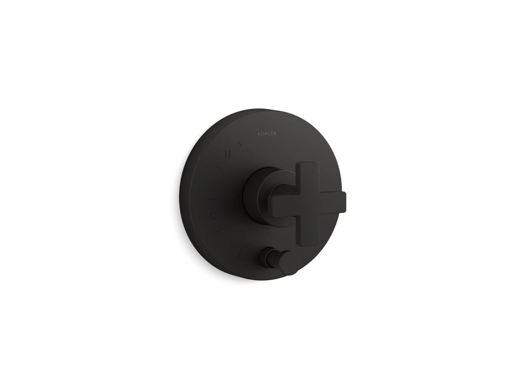 KOHLER K-T73117-3-BL Composed Rite-Temp Valve Trim With Push-Button Diverter And Cross Handle - Matte Black