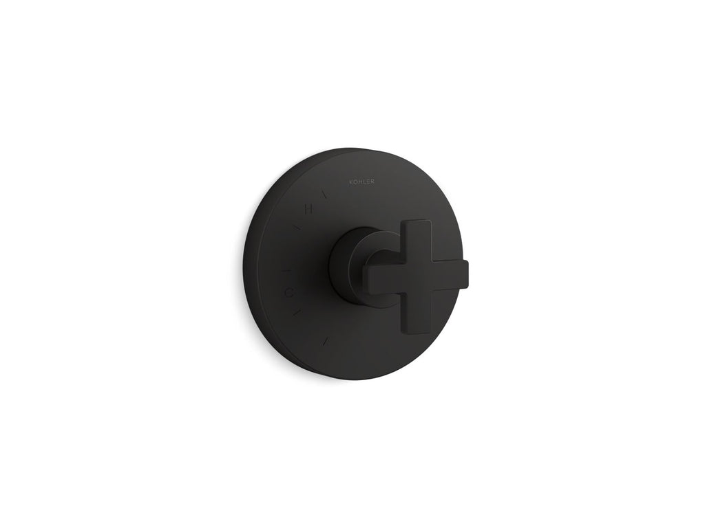 KOHLER K-TS73115-3-BL Composed Rite-Temp Valve Trim With Cross Handle - Matte Black