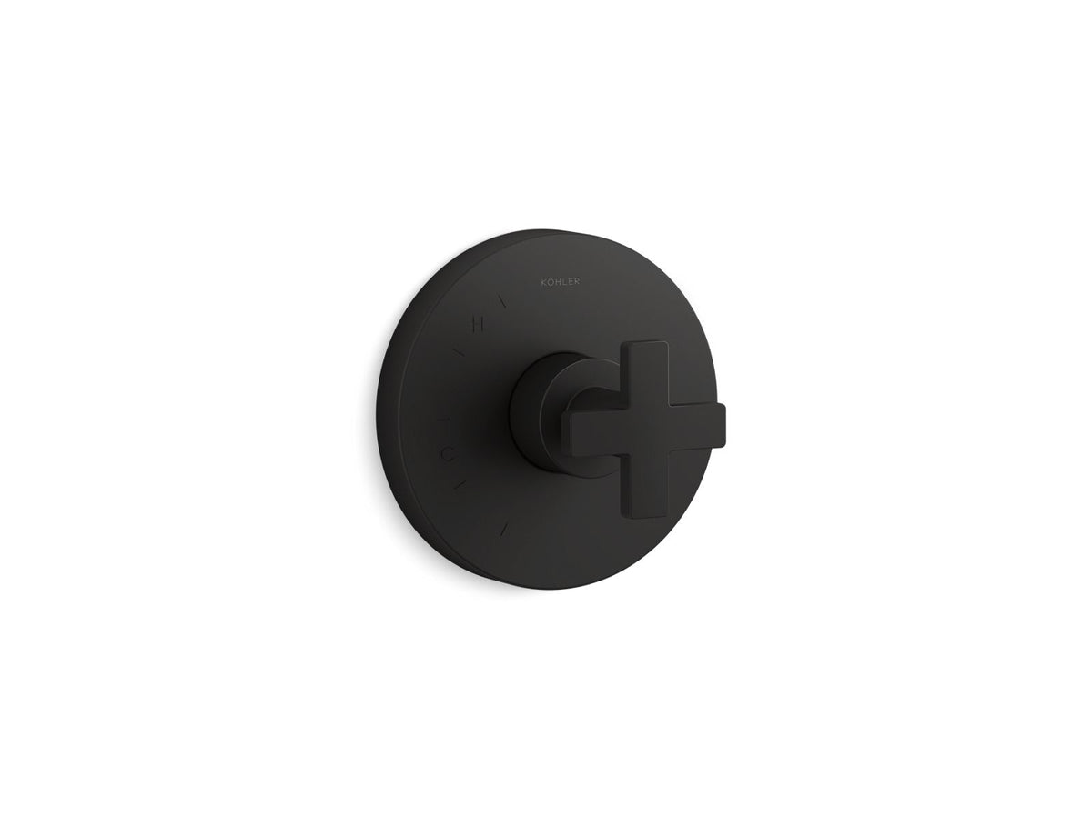 KOHLER K-TS73115-3-BL Composed Rite-Temp Valve Trim With Cross Handle - Matte Black