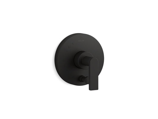 KOHLER K-T73117-4-BL Composed Rite-Temp Valve Trim With Push-Button Diverter And Lever Handle In Matte Black