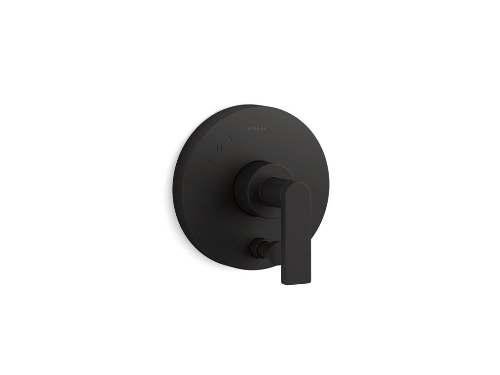KOHLER K-T73117-4-BL Composed Rite-Temp Valve Trim With Push-Button Diverter And Lever Handle - Matte Black