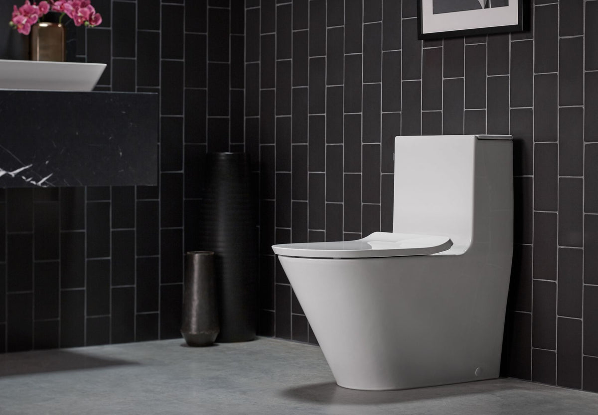 KOHLER K-22378-0 Brazn One-Piece Compact Elongated Toilet With Skirted Trapway, Dual-Flush - White