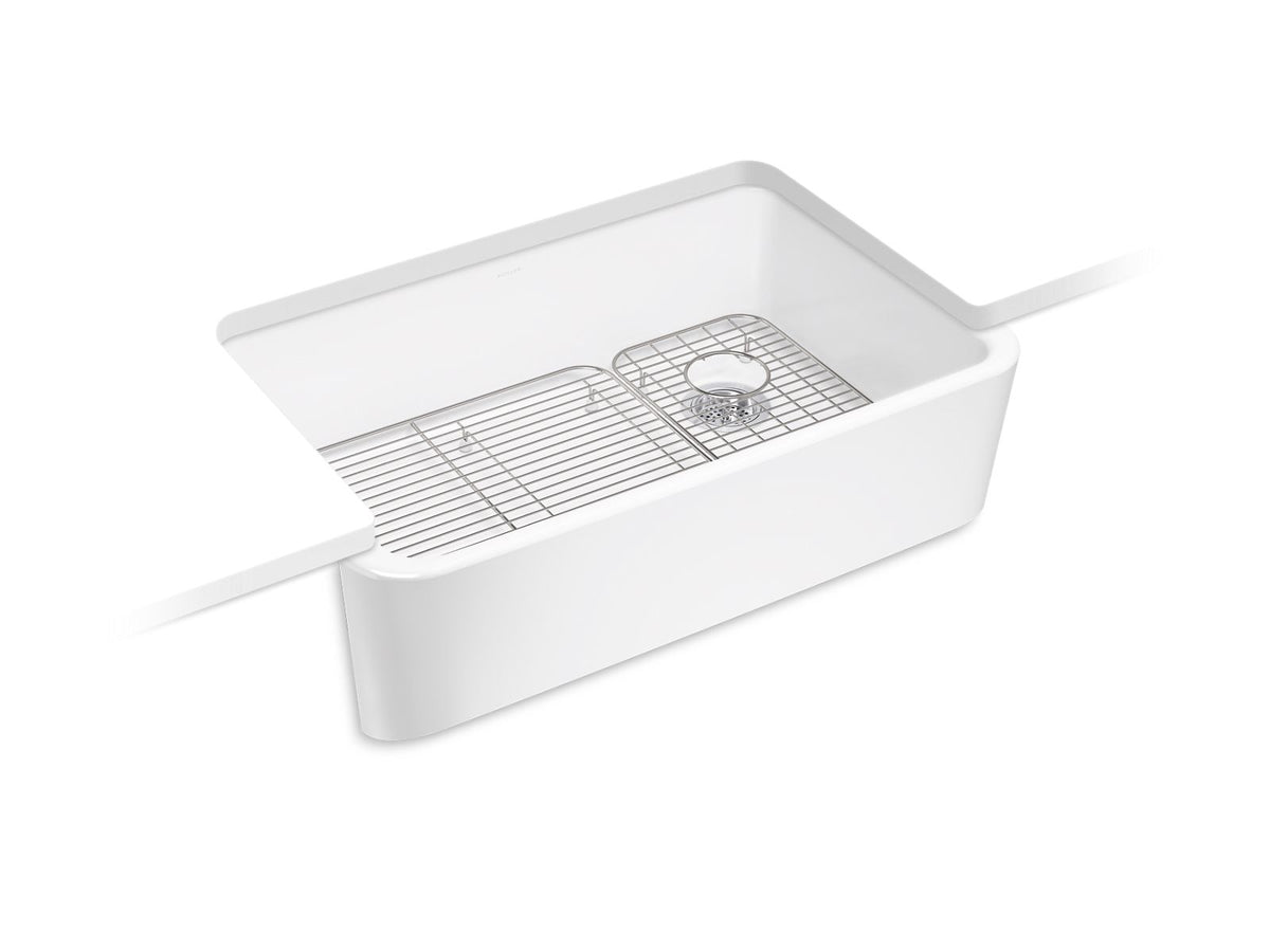 KOHLER K-24268-7 Ironridge 34" Undermount Single-Bowl Farmhouse Kitchen Sink - Black Black
