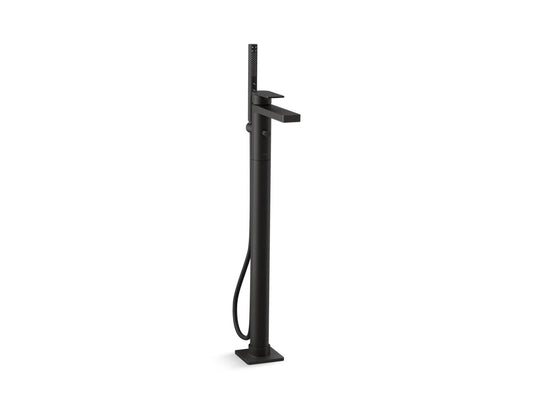 KOHLER K-T23492-4-BL Parallel Floor-Mount Bath Filler Trim With Handshower In Matte Black