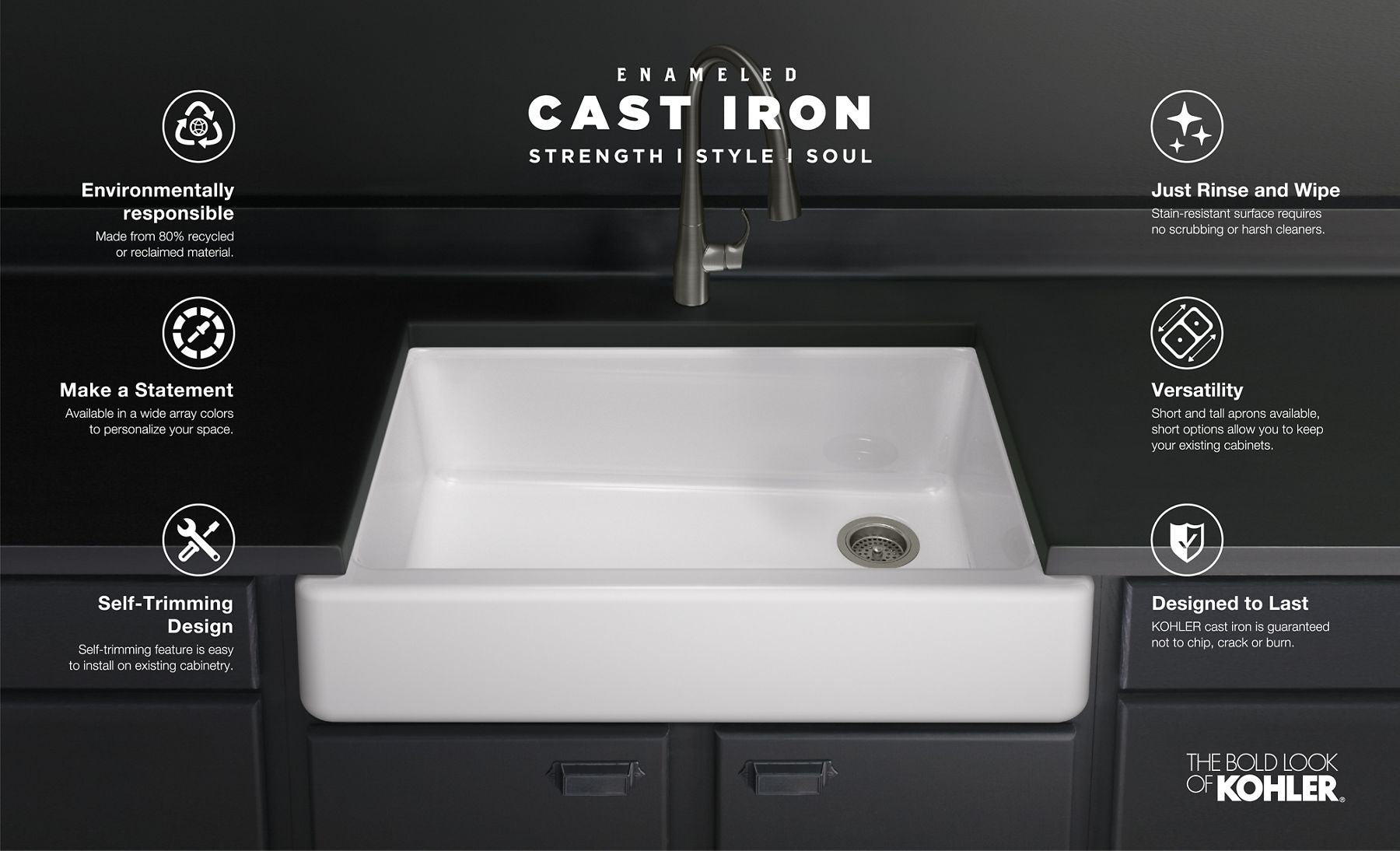 KOHLER K-5827-TRF Whitehaven 32-3/4" Undermount Single-Bowl Farmhouse Kitchen Sink - Truffle