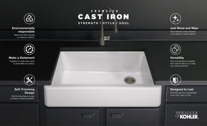 KOHLER K-5827-NY Whitehaven 32-3/4" undermount single-bowl farmhouse kitchen sink - Dune