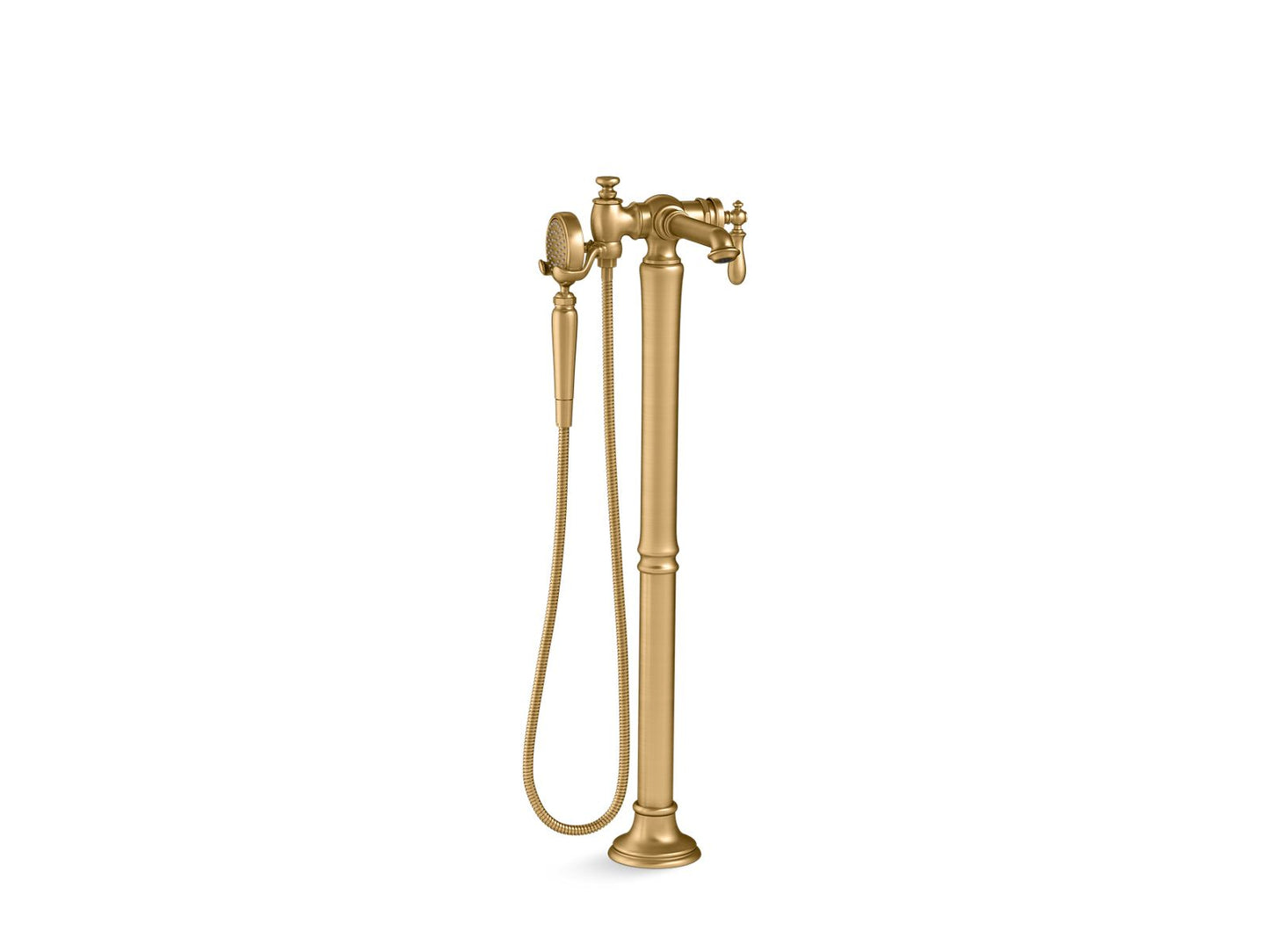 KOHLER K-T72790-9M-2MB Artifacts Floor-Mount Bath Filler Trim With Handshower In Vibrant Brushed Moderne Brass