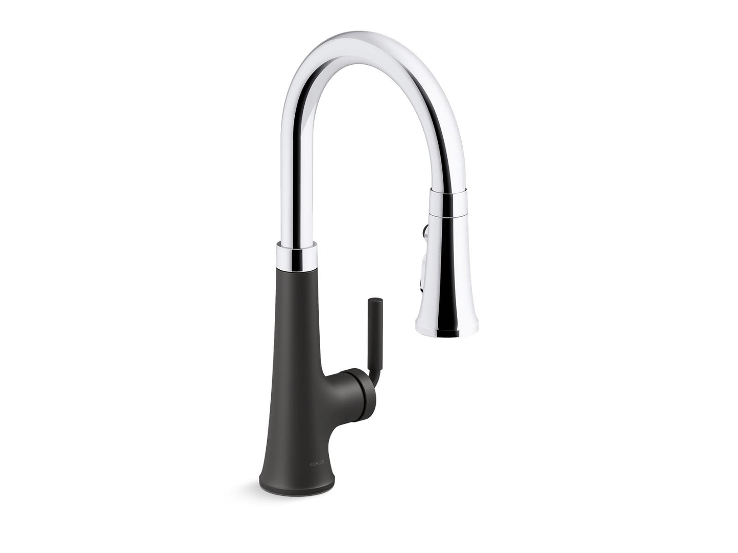 KOHLER K-23764-CBL Tone Pull-Down Kitchen Sink Faucet With Three-Function Sprayhead In Polished Chrome with Matte Black