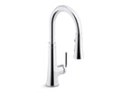 KOHLER K-23764-BL Tone Pull-Down Kitchen Sink Faucet With Three-Function Sprayhead - Matte Black