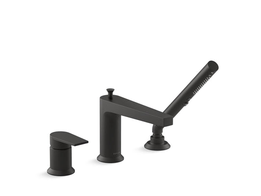 KOHLER K-74032-4-BL Taut Deck-Mount Bath Faucet With Handshower In Matte Black