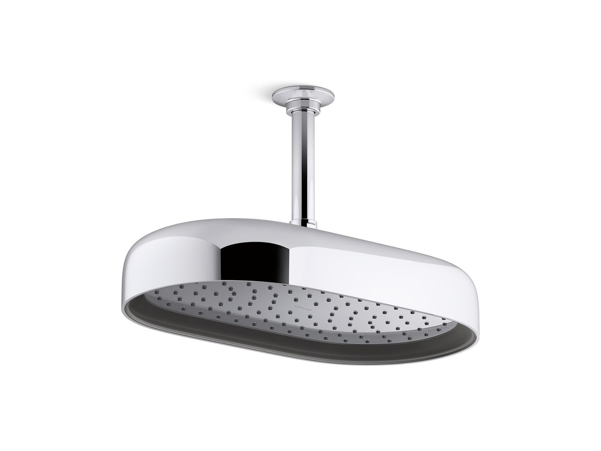 KOHLER K-26294-CP Statement Oblong 14" Single-Function Rainhead, 2.5 Gpm - Polished Chrome