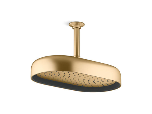 KOHLER K-26294-2MB Statement Oblong 14" Single-Function Rainhead, 2.5 Gpm In Vibrant Brushed Moderne Brass