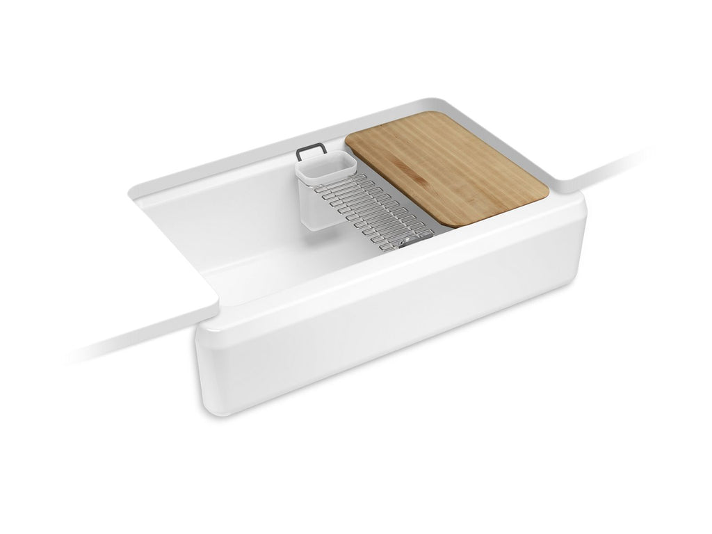 KOHLER K-24564-FF Riverby 35-3/4" Undermount Single-Bowl Farmhouse Workstation Kitchen Sink - Sea Salt