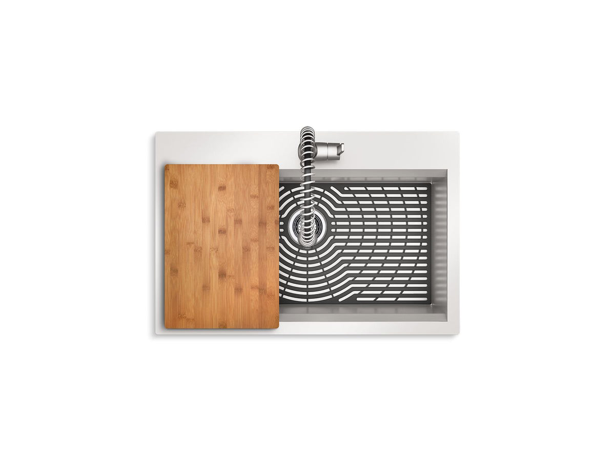 KOHLER K-RC78957-1PC-NA Pro-Inspired 33" Top-/Undermount Single-Bowl Kitchen Sink Kit - Stainless Steel