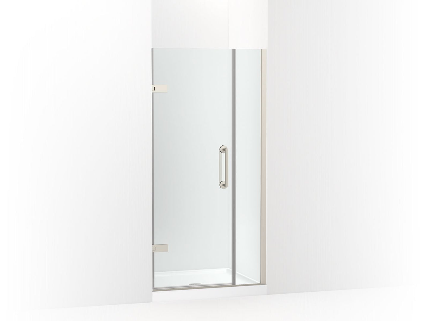 KOHLER K-27589-10L-BNK Components Frameless Pivot Shower Door, 71-9/16" H X 33-5/8 - 34-3/8" W, With 3/8" Thick Crystal Clear Glass In Anodized Brushed Nickel