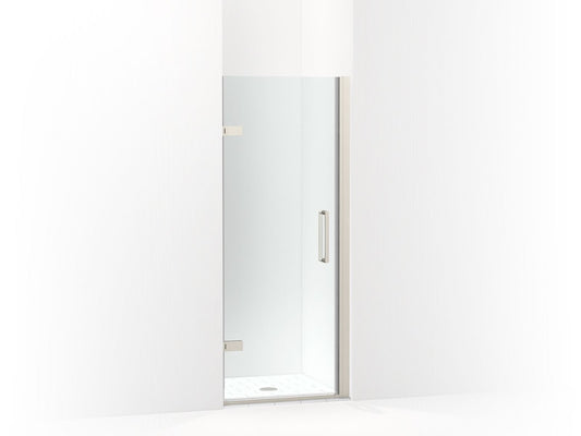 KOHLER K-27576-10L-BNK Composed Frameless Pivot Shower Door, 71-5/8" H X 27-5/8 - 28-3/8" W, With 3/8" Thick Crystal Clear Glass In Anodized Brushed Nickel