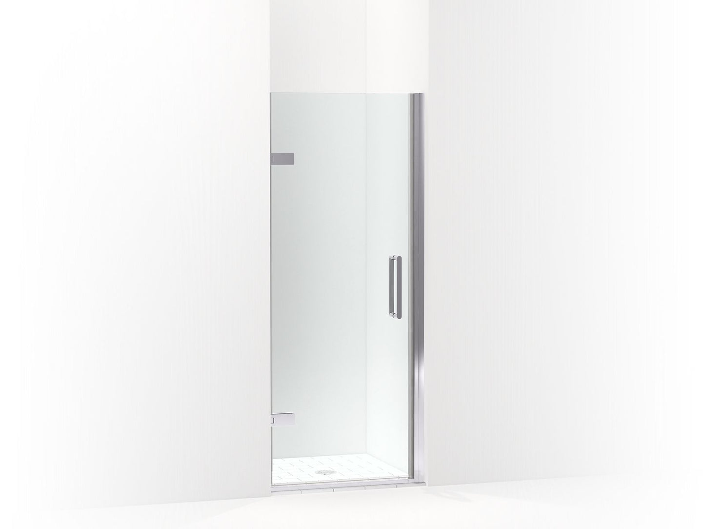 KOHLER K-27582-10L-SHP Composed Frameless Pivot Shower Door, 71-5/8" H X 29-5/8 - 30-3/8" W, With 3/8" Thick Crystal Clear Glass In Bright Polished Silver