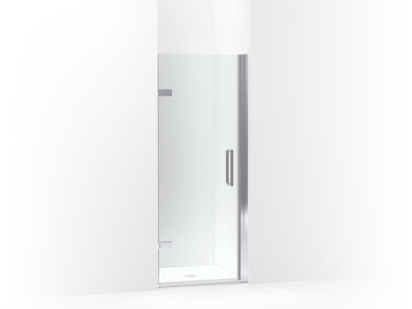 KOHLER K-27576-10L-SHP Composed Frameless Pivot Shower Door, 71-5/8" H X 27-5/8 - 28-3/8" W, With 3/8" Thick Crystal Clear Glass In Bright Polished Silver