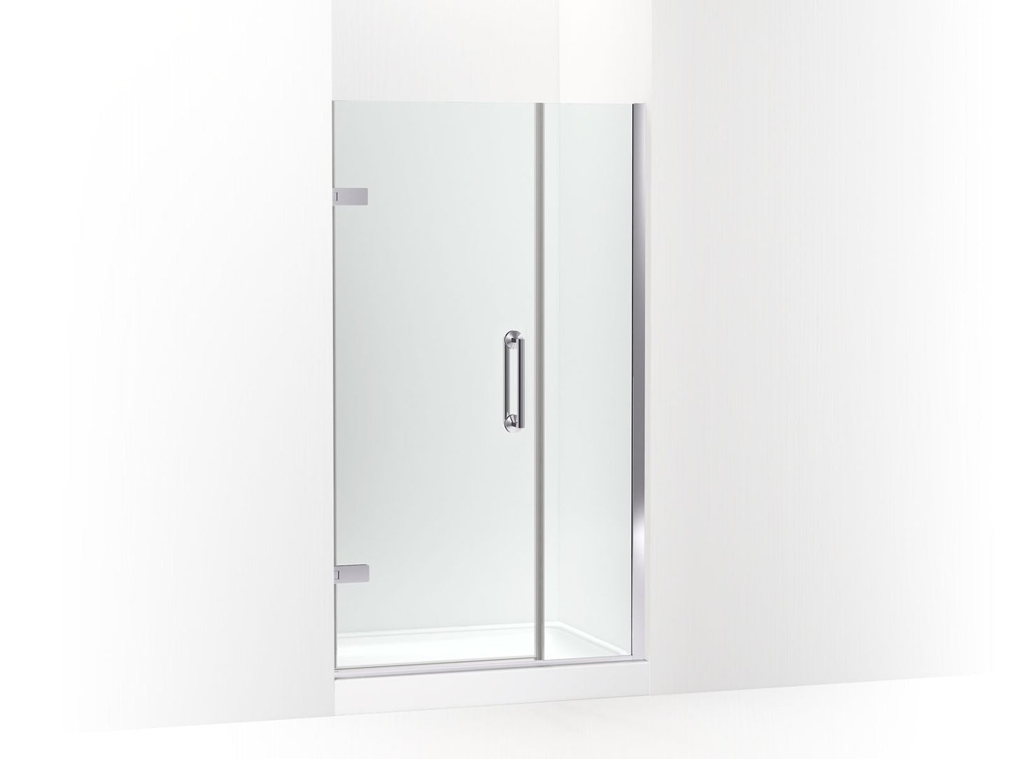 KOHLER K-27601-10L-SHP Components Frameless Pivot Shower Door, 71-9/16" H X 39-5/8 - 40-3/8" W, With 3/8" Thick Crystal Clear Glass In Bright Polished Silver