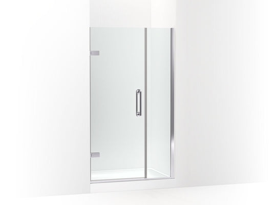 KOHLER K-27601-10L-SHP Components Frameless Pivot Shower Door, 71-9/16" H X 39-5/8 - 40-3/8" W, With 3/8" Thick Crystal Clear Glass In Bright Polished Silver