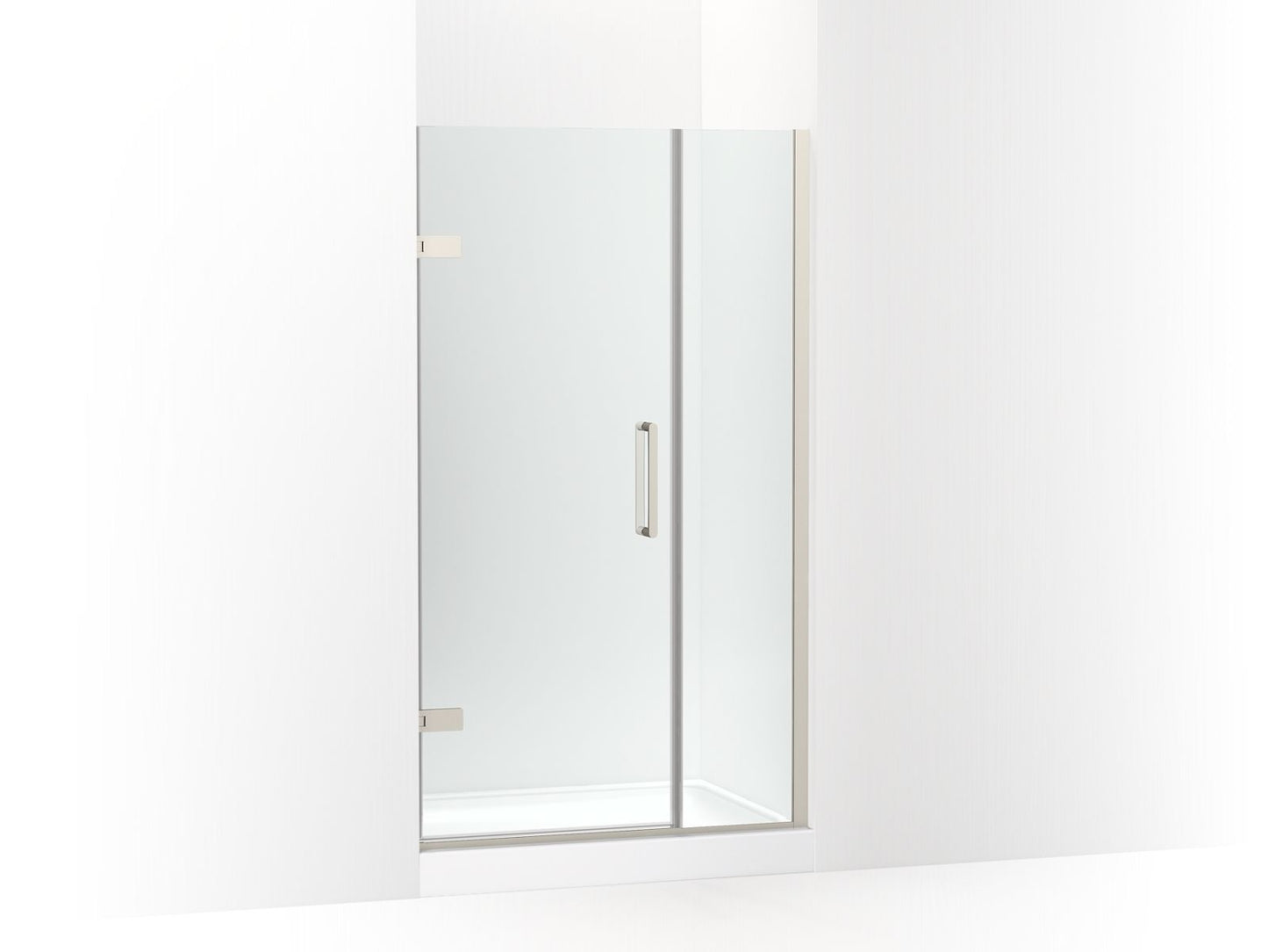 KOHLER K-27600-10L-BNK Composed Frameless Pivot Shower Door, 71-9/16" H X 39-5/8 - 40-3/8" W, With 3/8" Thick Crystal Clear Glass In Anodized Brushed Nickel