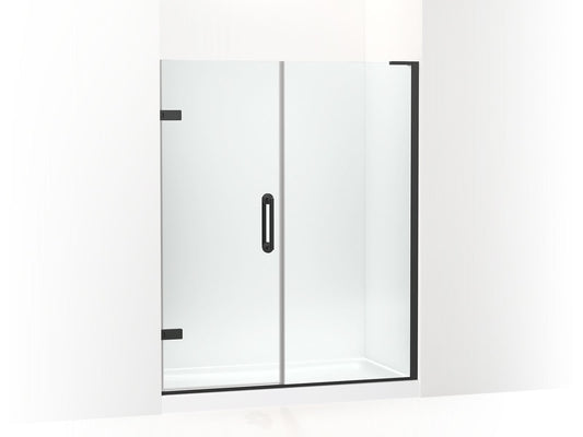 KOHLER K-27617-10L-BL Components Frameless Pivot Shower Door, 71-3/4" H X 57-1/4 - 58" W, With 3/8" Thick Crystal Clear Glass In Matte Black