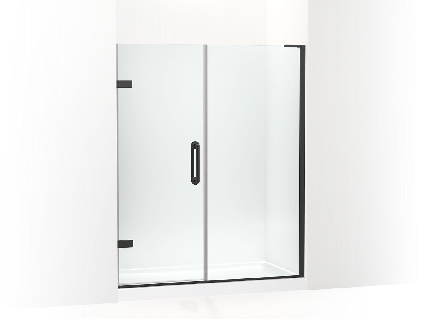 KOHLER K-27619-10L-BL Components Frameless Pivot Shower Door, 71-3/4" H X 58 - 58-3/4" W, With 3/8" Thick Crystal Clear Glass In Matte Black