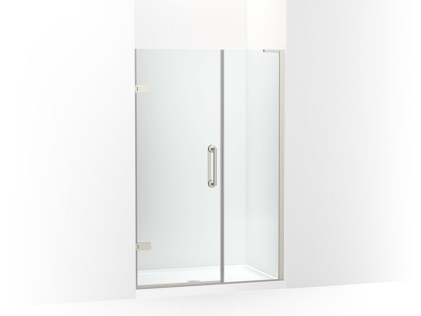 KOHLER K-27605-10L-BNK Components Frameless Pivot Shower Door, 71-3/4" H X 45-1/4 - 46" W, With 3/8" Thick Crystal Clear Glass In Anodized Brushed Nickel