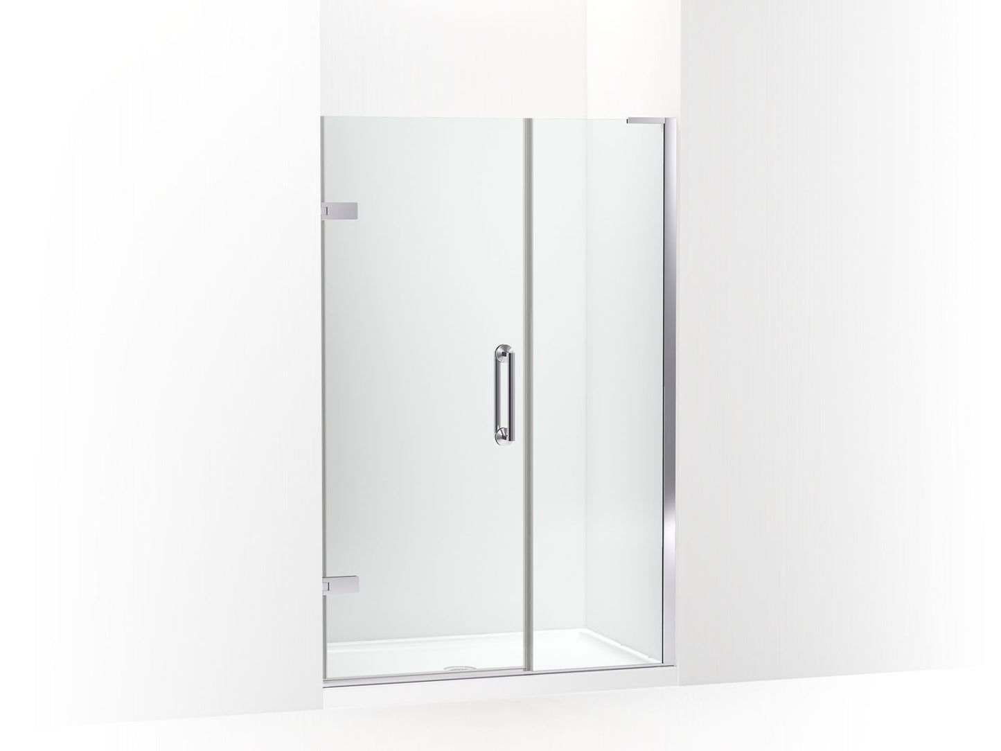 KOHLER K-27605-10L-SHP Components Frameless Pivot Shower Door, 71-3/4" H X 45-1/4 - 46" W, With 3/8" Thick Crystal Clear Glass In Bright Polished Silver