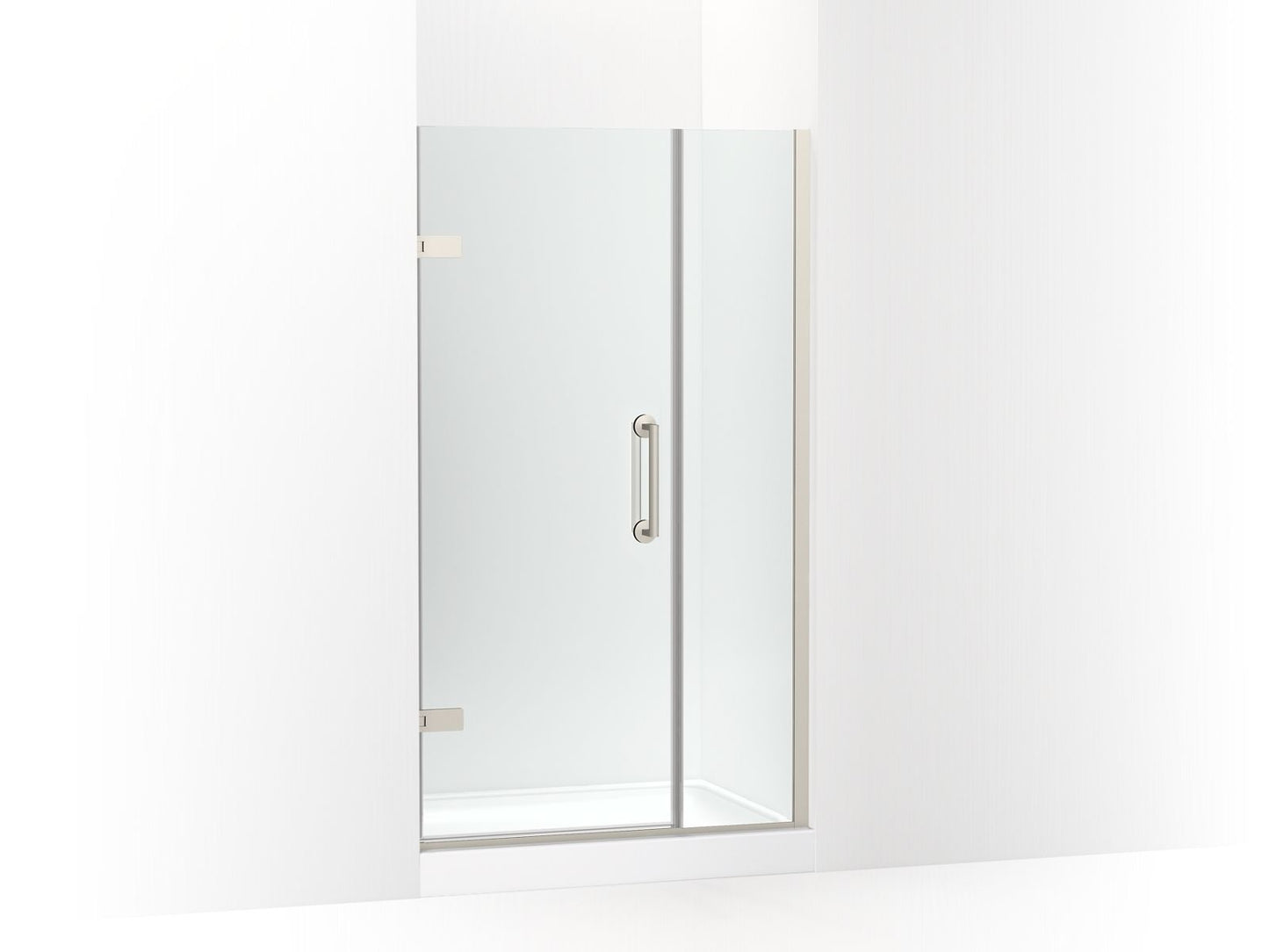 KOHLER K-27601-10L-BNK Components Frameless Pivot Shower Door, 71-9/16" H X 39-5/8 - 40-3/8" W, With 3/8" Thick Crystal Clear Glass In Anodized Brushed Nickel