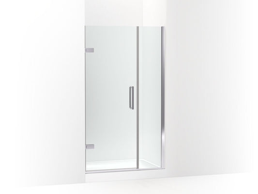 KOHLER K-27600-10L-SHP Composed Frameless Pivot Shower Door, 71-9/16" H X 39-5/8 - 40-3/8" W, With 3/8" Thick Crystal Clear Glass In Bright Polished Silver