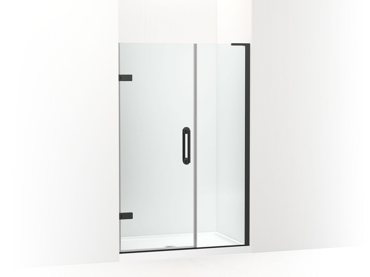 KOHLER K-27605-10L-BL Components Frameless Pivot Shower Door, 71-3/4" H X 45-1/4 - 46" W, With 3/8" Thick Crystal Clear Glass In Matte Black