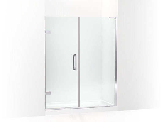 KOHLER K-27617-10L-SHP Components Frameless Pivot Shower Door, 71-3/4" H X 57-1/4 - 58" W, With 3/8" Thick Crystal Clear Glass In Bright Polished Silver