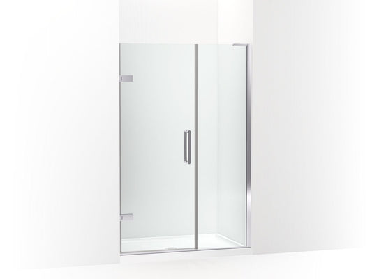 KOHLER K-27604-10L-SHP Composed Frameless Pivot Shower Door, 71-3/4" H X 45-1/4 - 46" W, With 3/8" Thick Crystal Clear Glass In Bright Polished Silver