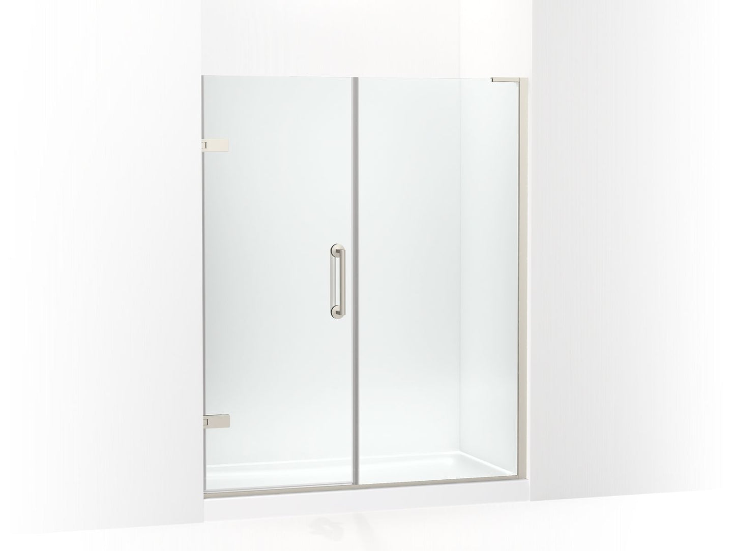 KOHLER K-27619-10L-BNK Components Frameless Pivot Shower Door, 71-3/4" H X 58 - 58-3/4" W, With 3/8" Thick Crystal Clear Glass In Anodized Brushed Nickel