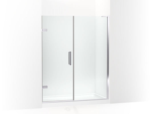 KOHLER K-27616-10L-SHP Composed Frameless Pivot Shower Door, 71-3/4" H X 57-1/4 - 58" W, With 3/8" Thick Crystal Clear Glass In Bright Polished Silver