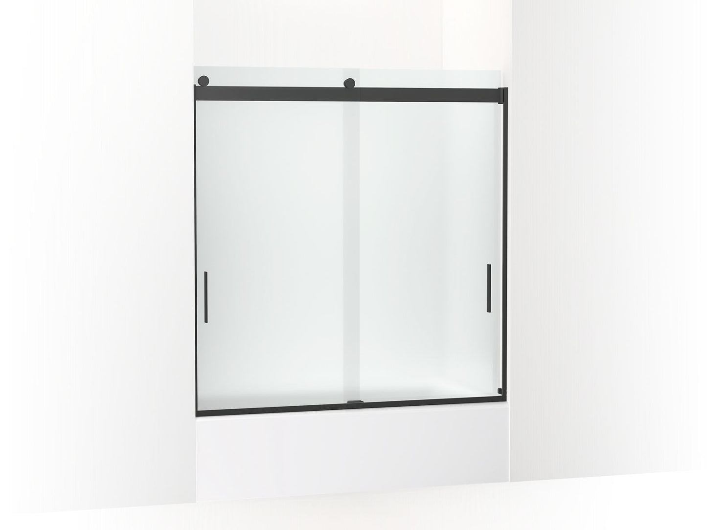 KOHLER K-706000-D3-BL Levity Sliding Bath Door, 62" H X 56-5/8 - 59-5/8" W, With 1/4" Thick Frosted Glass In Matte Black