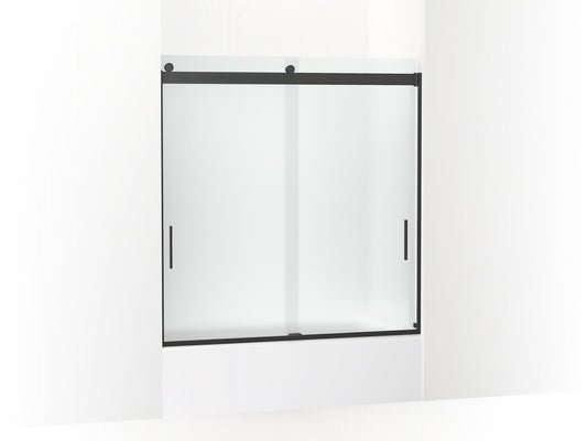 KOHLER K-706000-D3-BL Levity Sliding Bath Door, 62" H X 56-5/8 - 59-5/8" W, With 1/4" Thick Frosted Glass In Matte Black