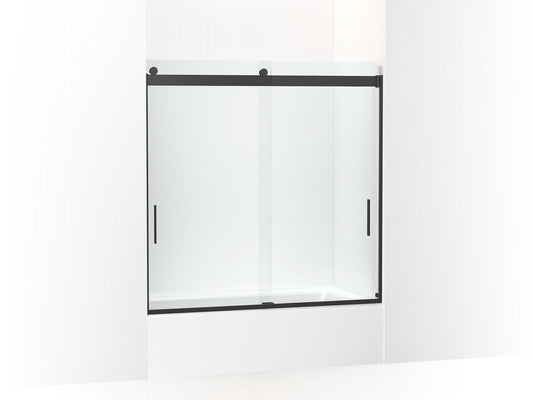 KOHLER K-706002-L-BL Levity Sliding Bath Door, 59-3/4" H X 56-5/8 - 59-5/8" W, With 1/4" Thick Crystal Clear Glass In Matte Black