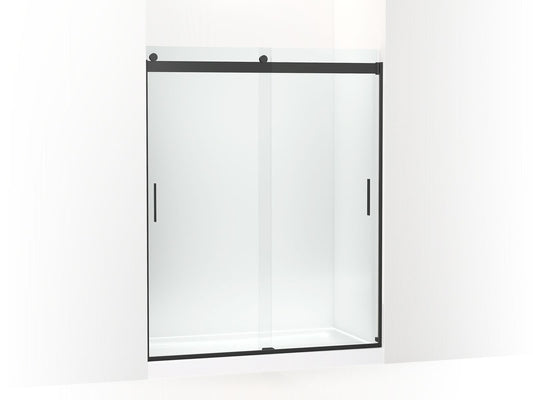 KOHLER K-706009-L-BL Levity Sliding Shower Door, 74" H X 56-5/8 - 59-5/8" W, With 1/4" Thick Crystal Clear Glass In Matte Black