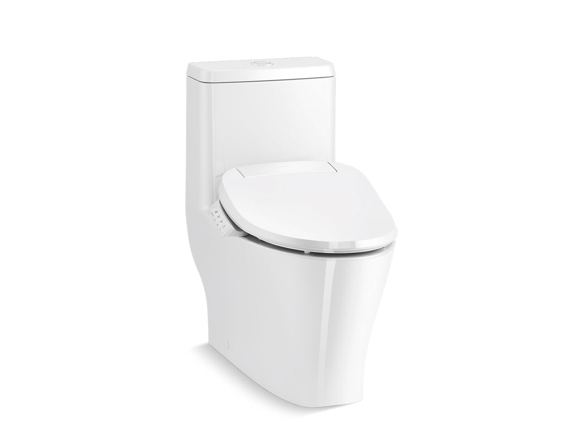 KOHLER K-23188-HC-0 Reach Hidden Cord One-Piece Compact Elongated Toilet With Skirted Trapway, Dual-Flush - White