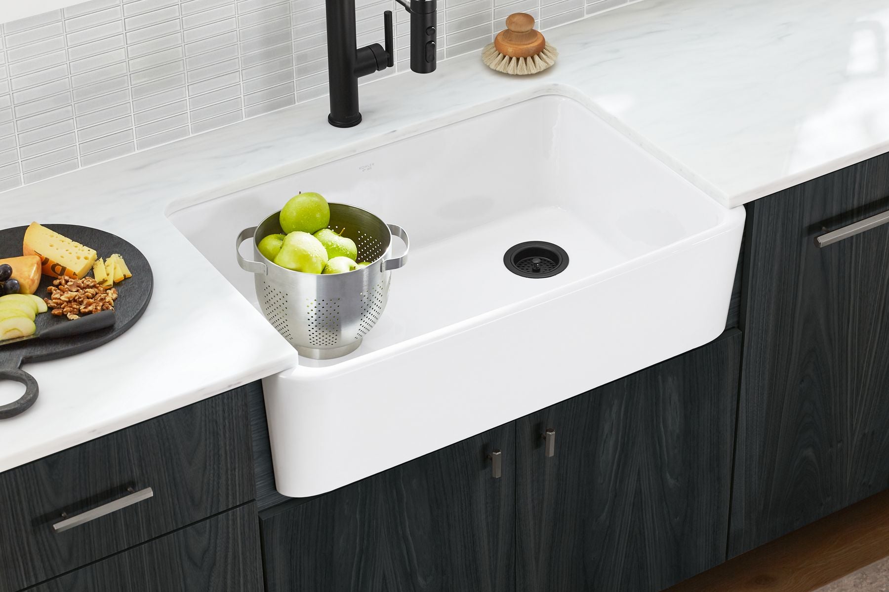 KOHLER K-24268-7 Ironridge 34" Undermount Single-Bowl Farmhouse Kitchen Sink - Black Black