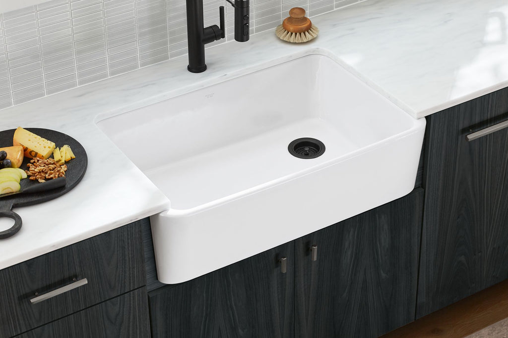 KOHLER K-24268-7 Ironridge 34" Undermount Single-Bowl Farmhouse Kitchen Sink - Black Black
