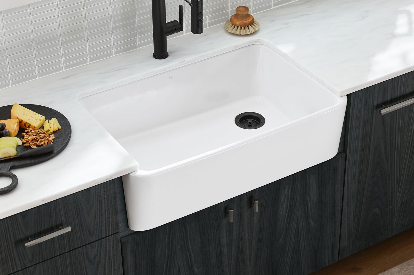 KOHLER K-24268-0 Ironridge 34" undermount single-bowl farmhouse kitchen sink - White