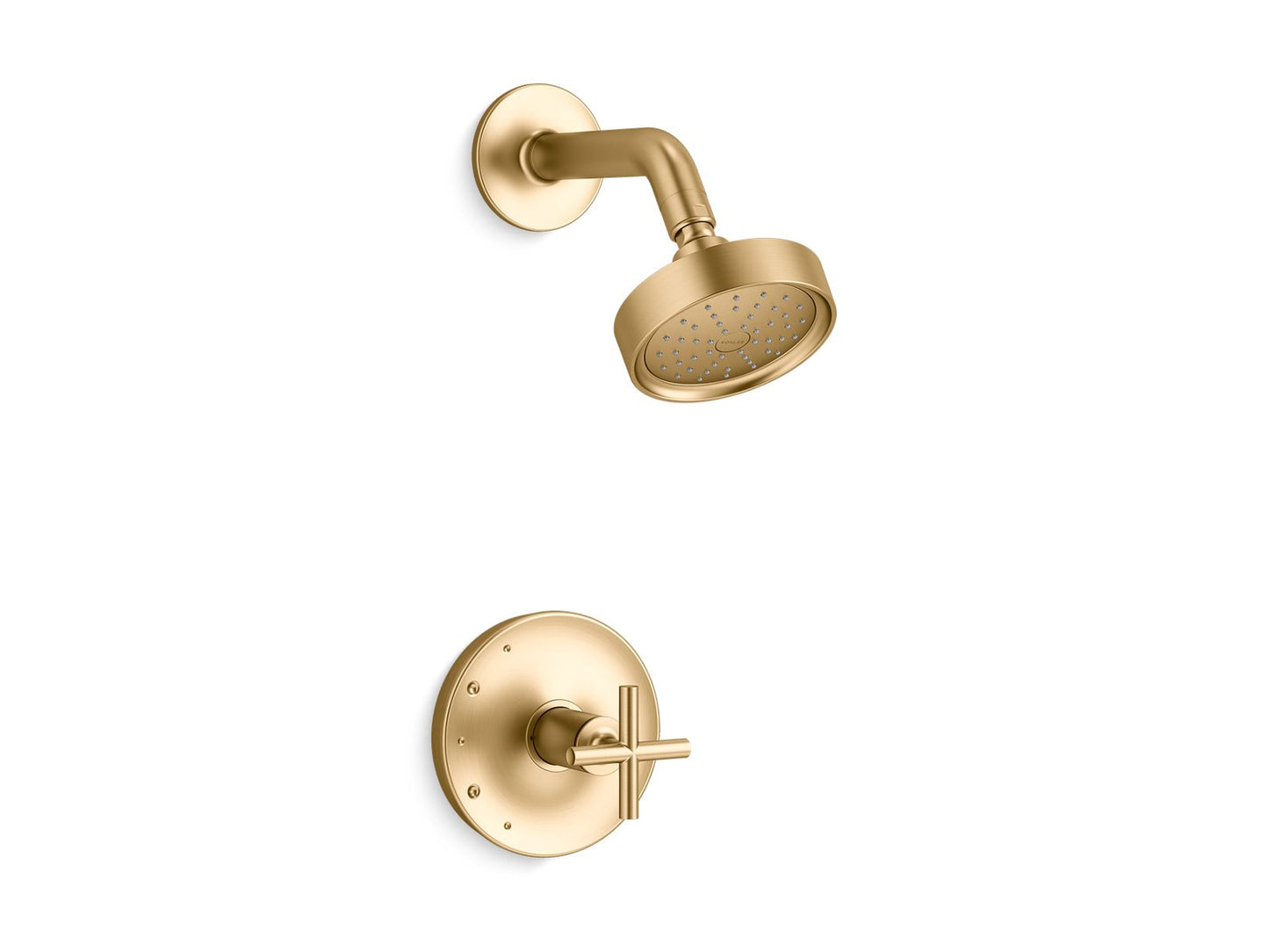 KOHLER K-TS14422-3G-2MB Purist Rite-Temp Shower Trim Kit With Cross Handle, 1.75 Gpm In Vibrant Brushed Moderne Brass