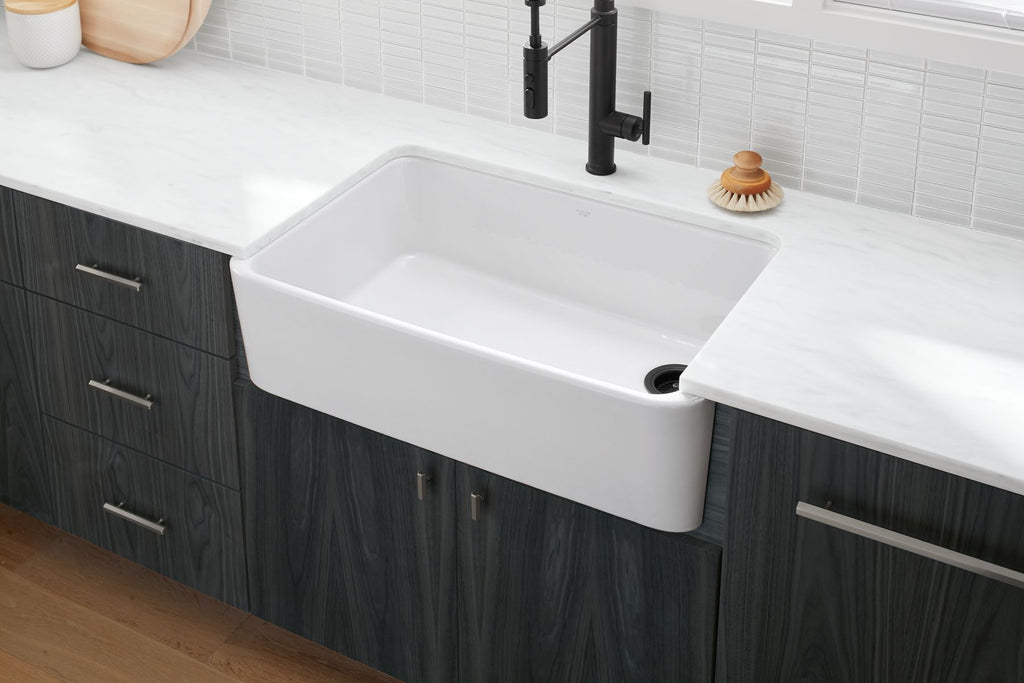 KOHLER K-24268-7 Ironridge 34" Undermount Single-Bowl Farmhouse Kitchen Sink - Black Black