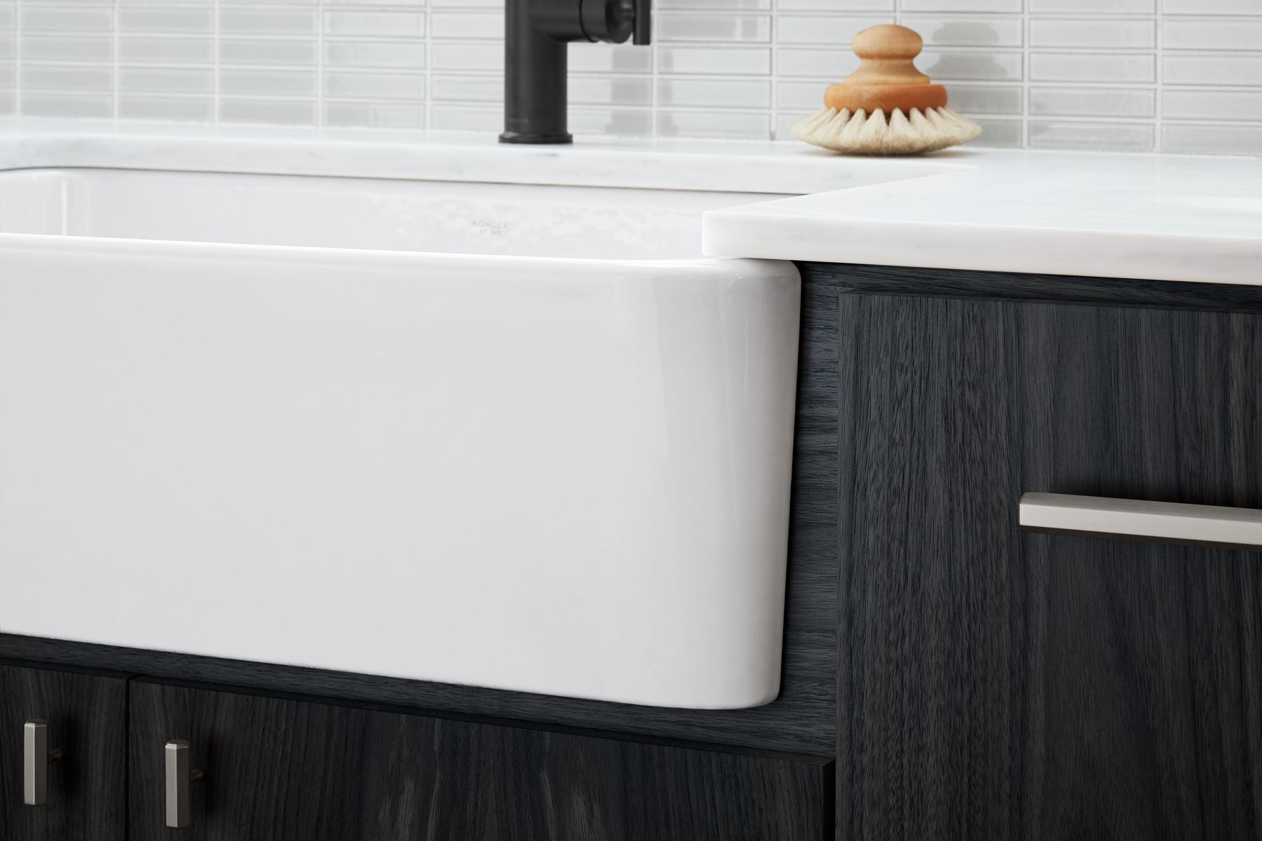 KOHLER K-24268-7 Ironridge 34" Undermount Single-Bowl Farmhouse Kitchen Sink - Black Black