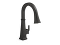 KOHLER K-23832-WB-BL Riff Touchless Pull-Down Kitchen Sink Faucet With Kohler Konnect And Three-Function Sprayhead In Matte Black