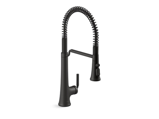 KOHLER K-23765-BL Tone Semi-Professional Pull-Down Kitchen Sink Faucet With Three-Function Sprayhead In Matte Black